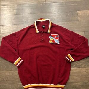 Disney Winnie The Pooh Vintage Knit Rugby Style RED Sweater